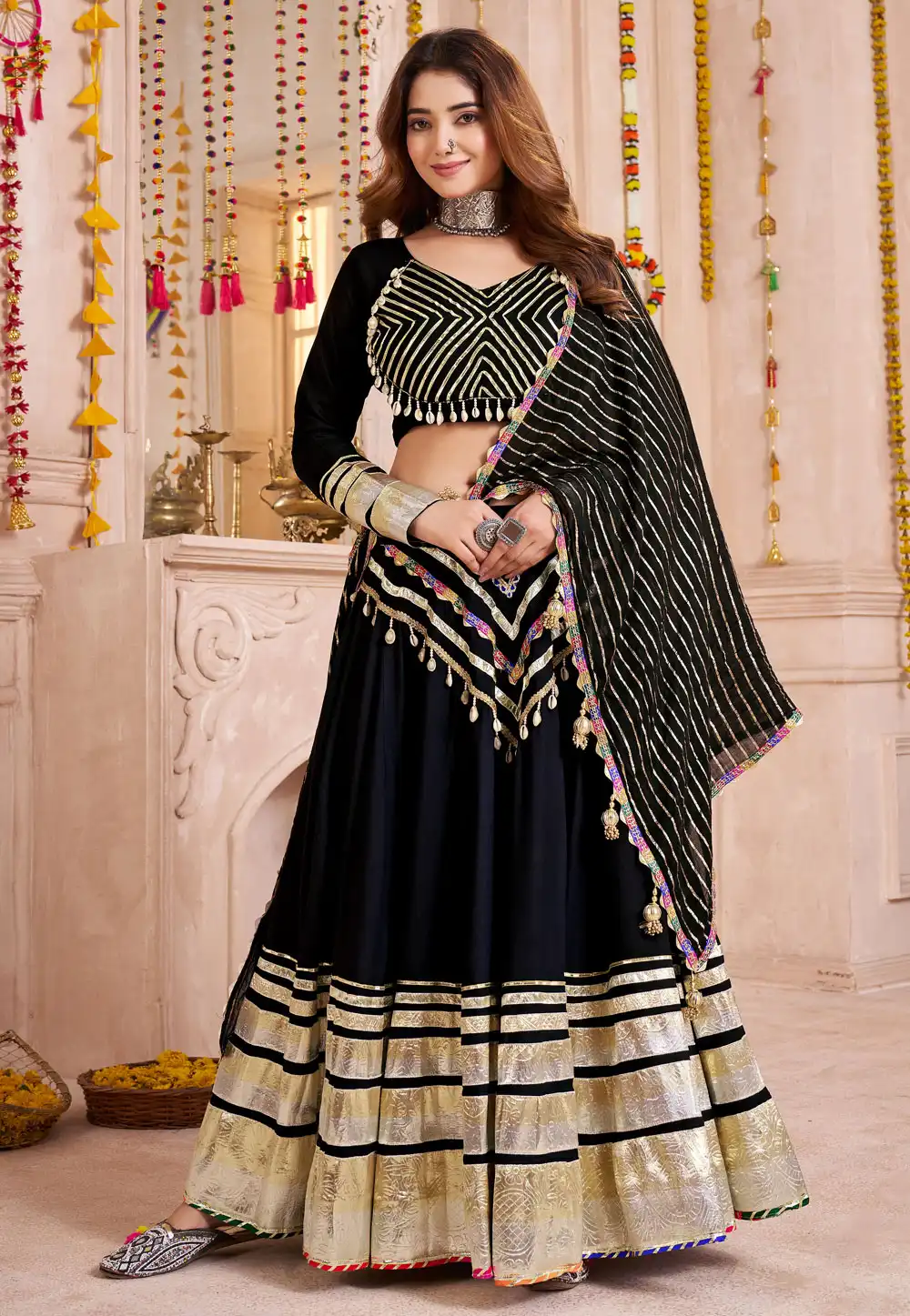 Black Viscose Navratri Chaniya Choli 316254