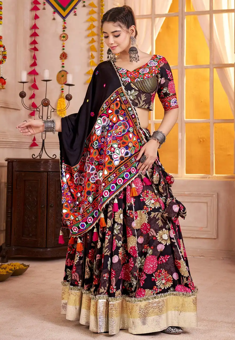 Black Viscose Navratri Chaniya Choli 316257