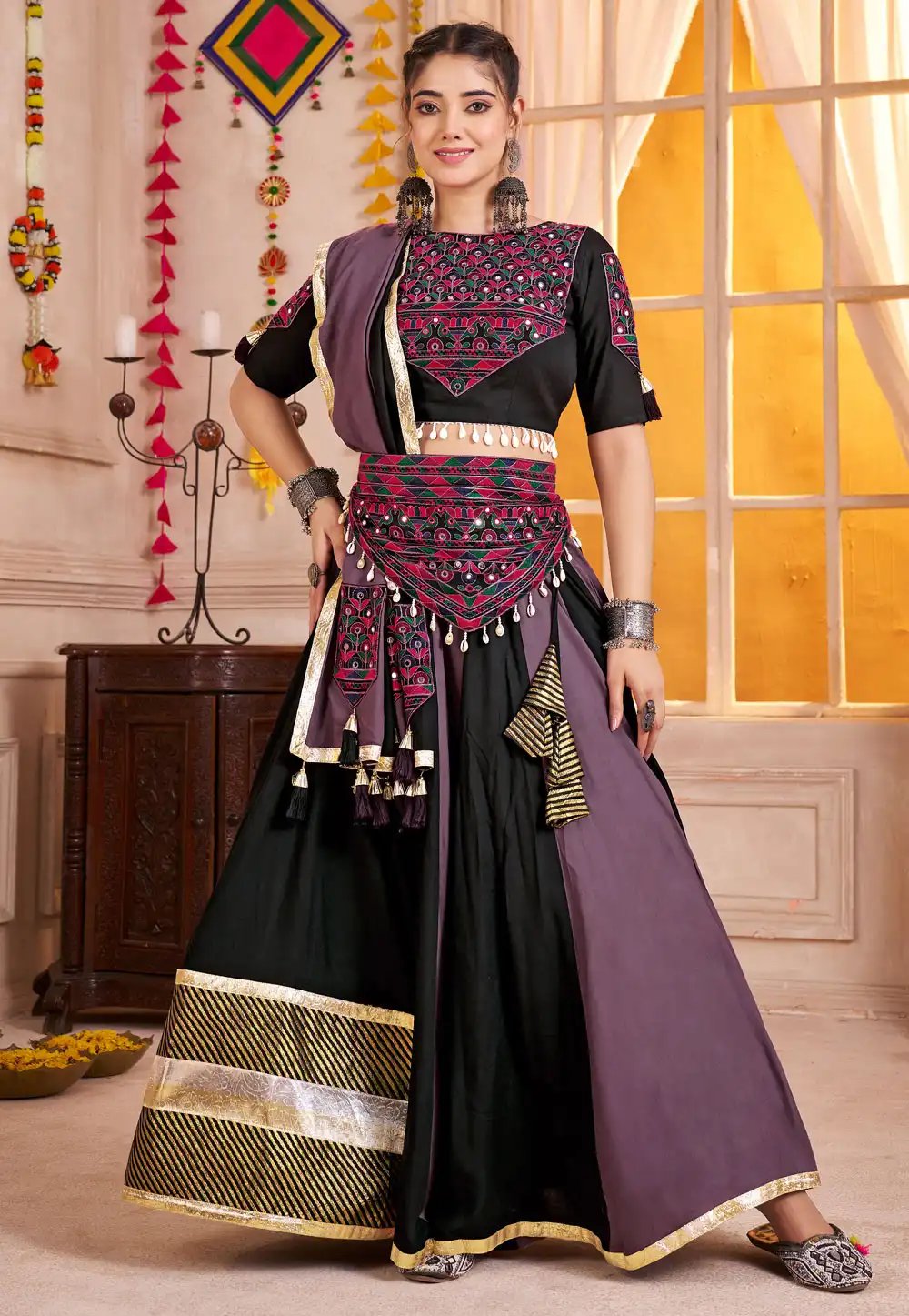 Black Viscose Navratri Chaniya Choli 316259