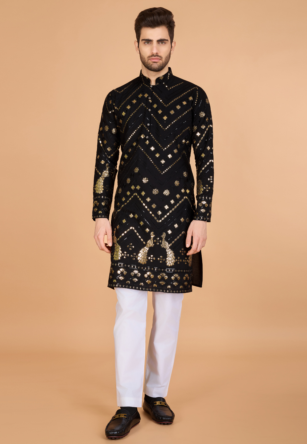 Black Viscose Rayon Kurta Pajama 311545