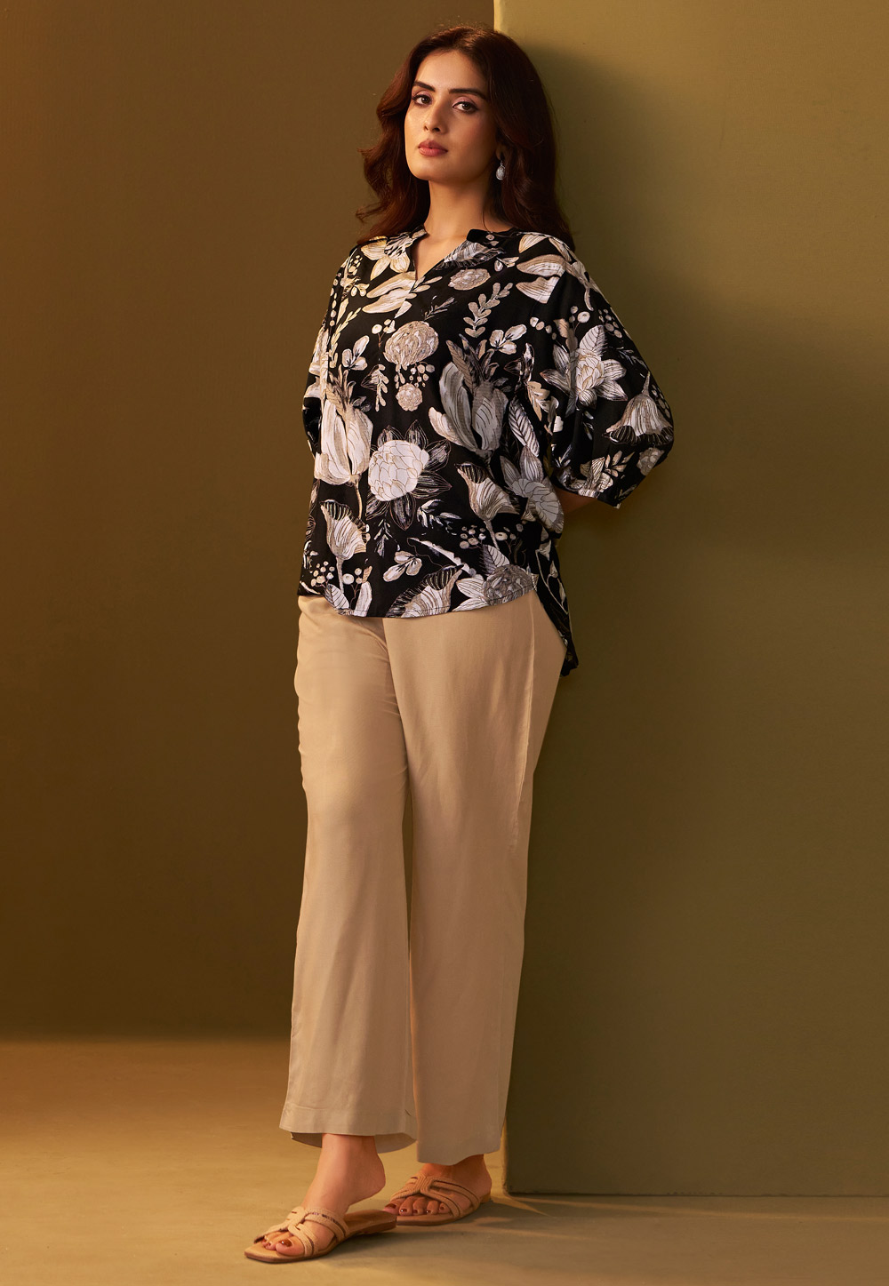 Black Viscose Rayon Printed Co-Ords Set 322681