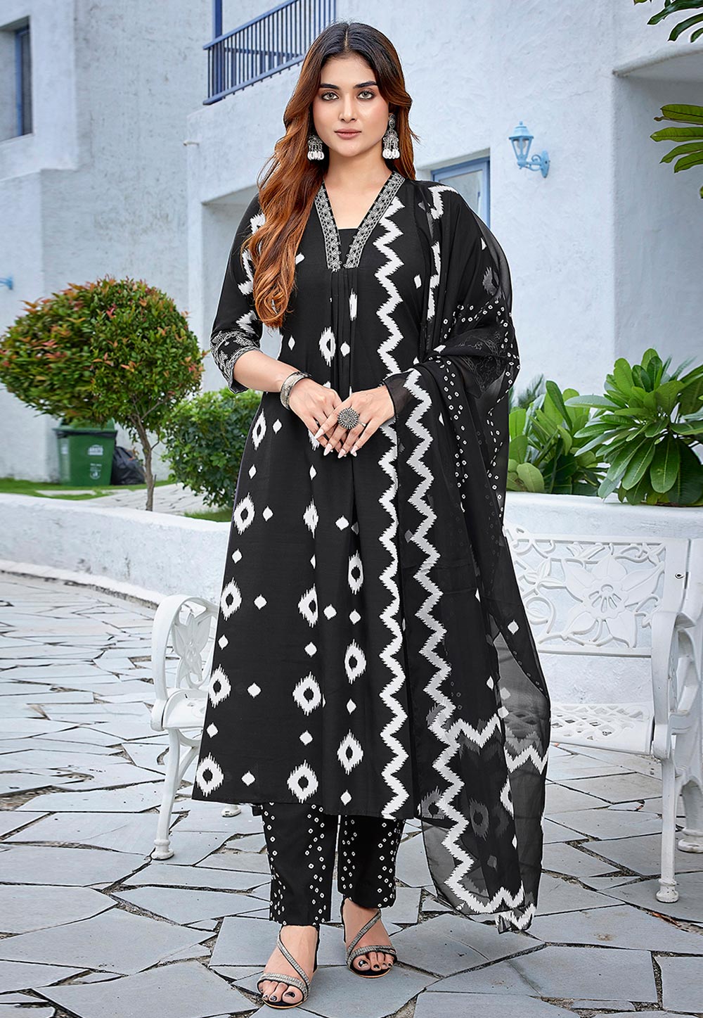 Black Viscose Readymade Pakistani Suit 308123