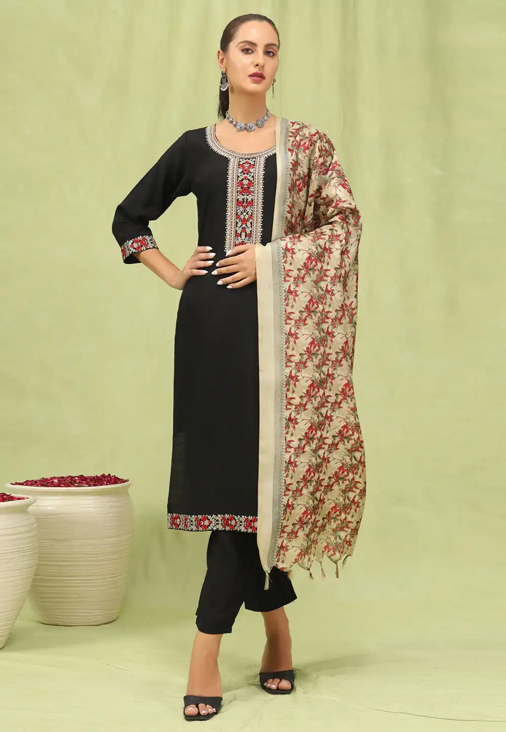 Black Viscose Readymade Pakistani Suit 329957