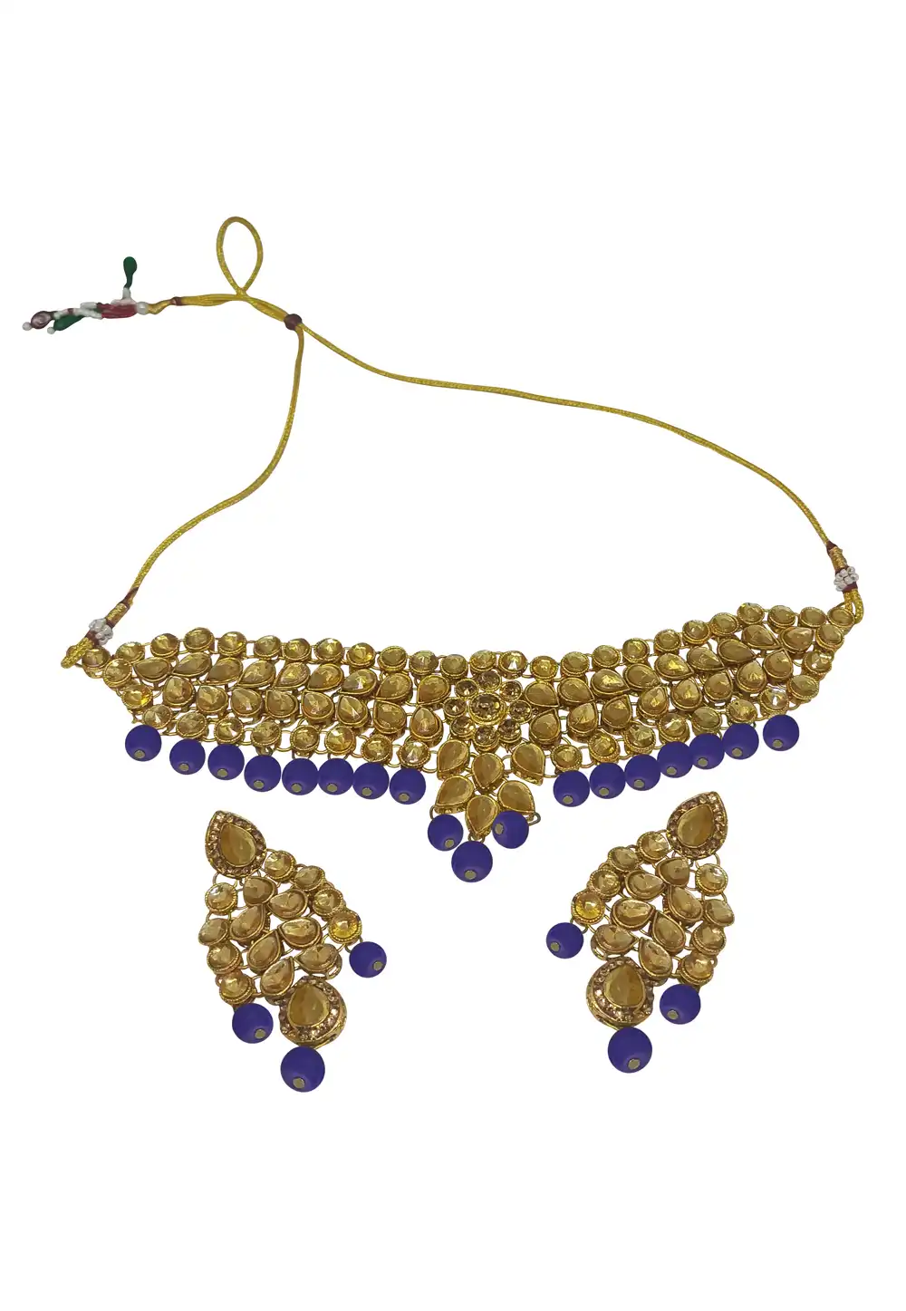 Blue Alloy Necklace With Earrings 289913