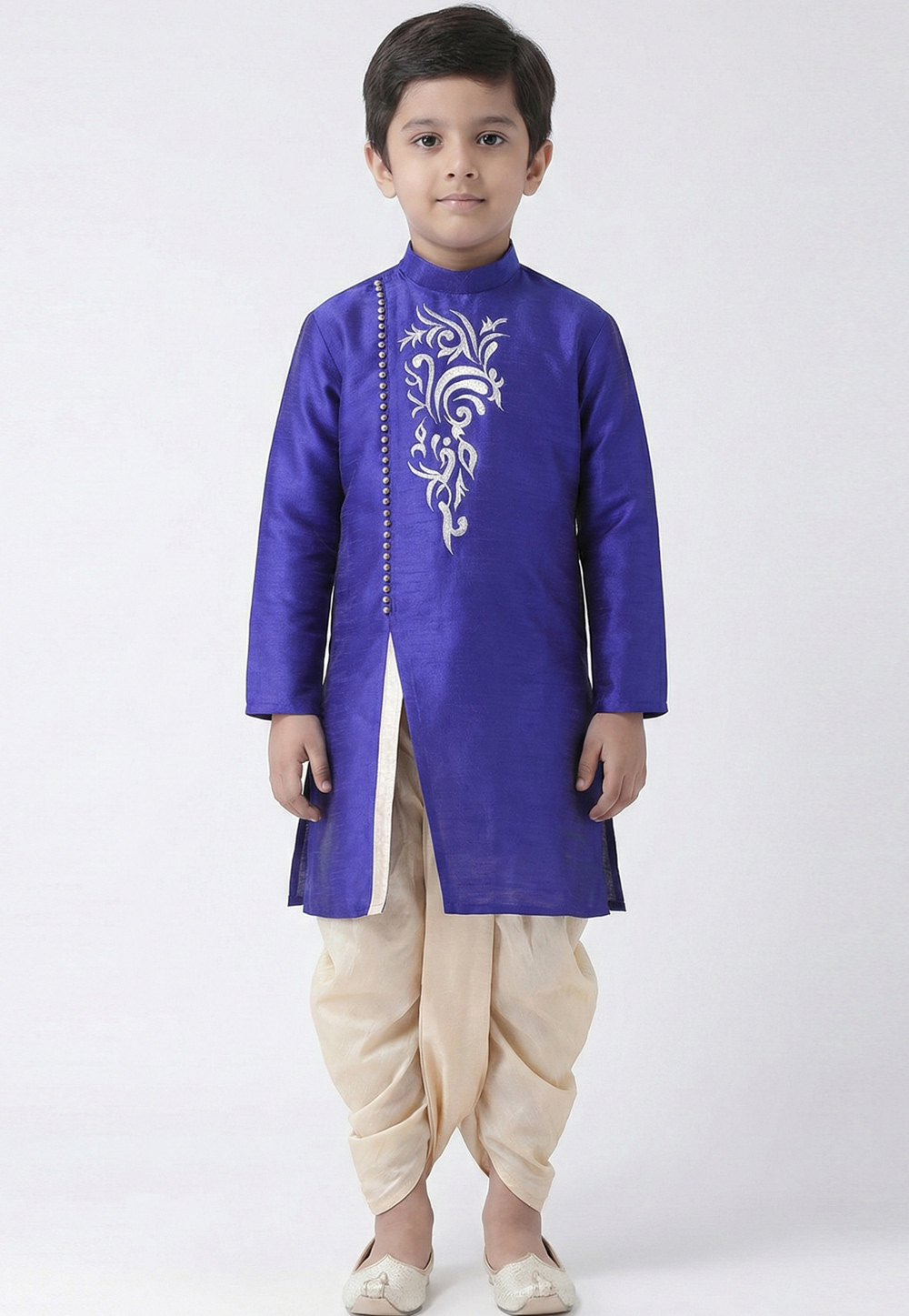 Blue Art Silk Kids Dhoti Kurta 324577