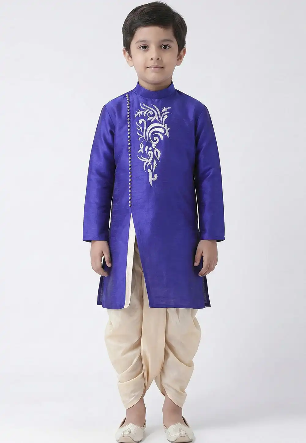 Blue Art Silk Kids Dhoti Kurta 324577