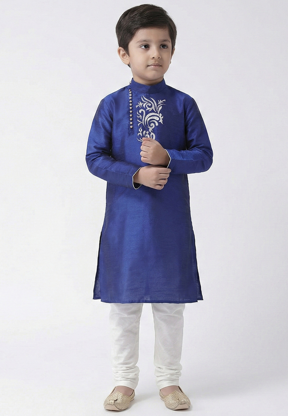 Blue Art Silk Kids Kurta Pajama 324581