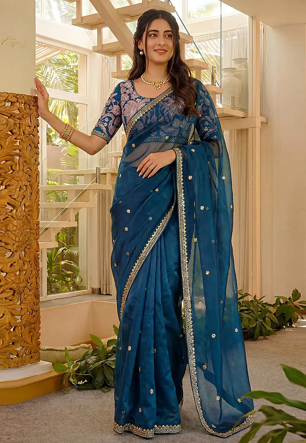 Blue Art Silk Saree With Blouse 327505