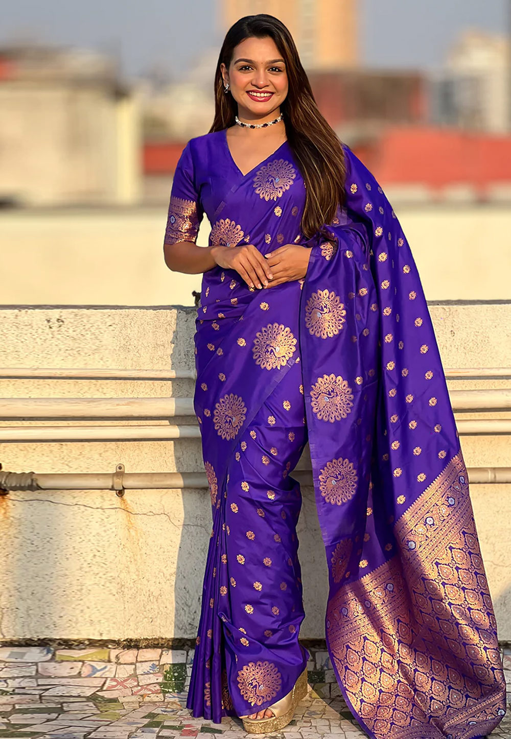 Blue Banarasi Silk Saree 319081