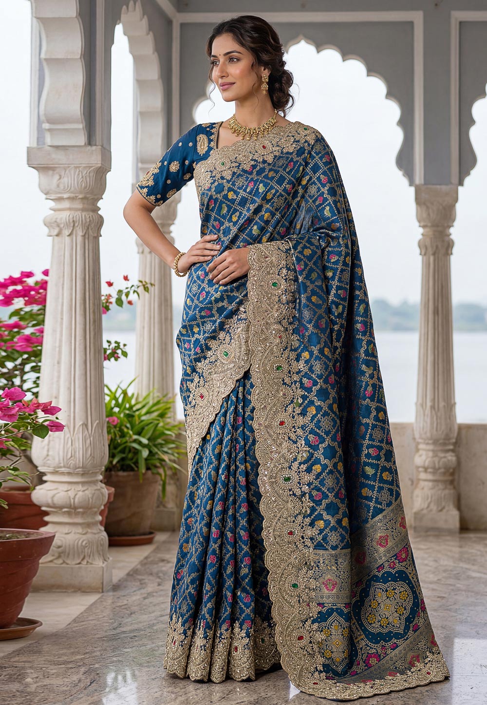 Blue Banarasi Silk Saree 327658