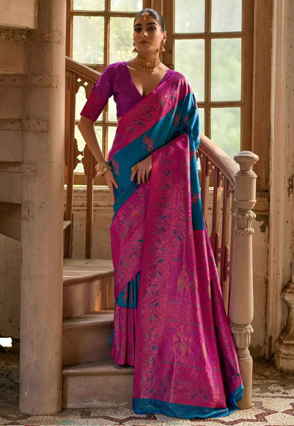 Blue Banarasi Silk Saree 310005