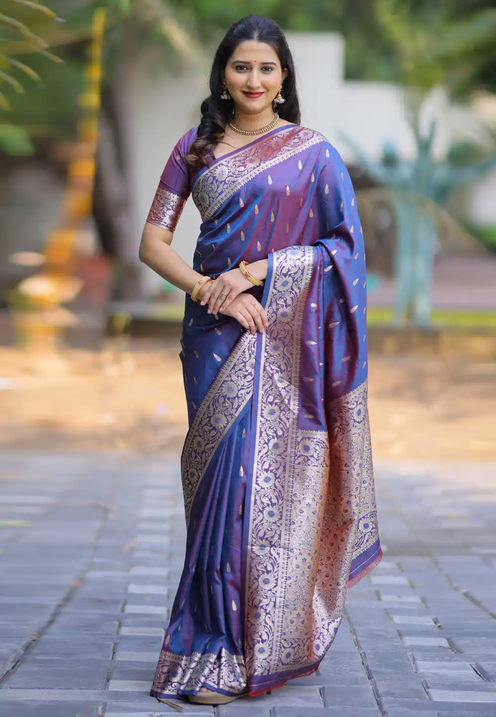 Blue Banarasi Silk Saree 328070