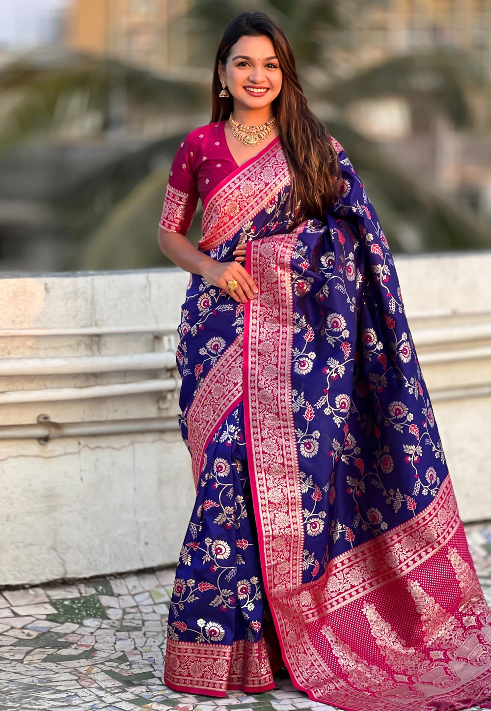 Blue Banarasi Silk Saree 307970