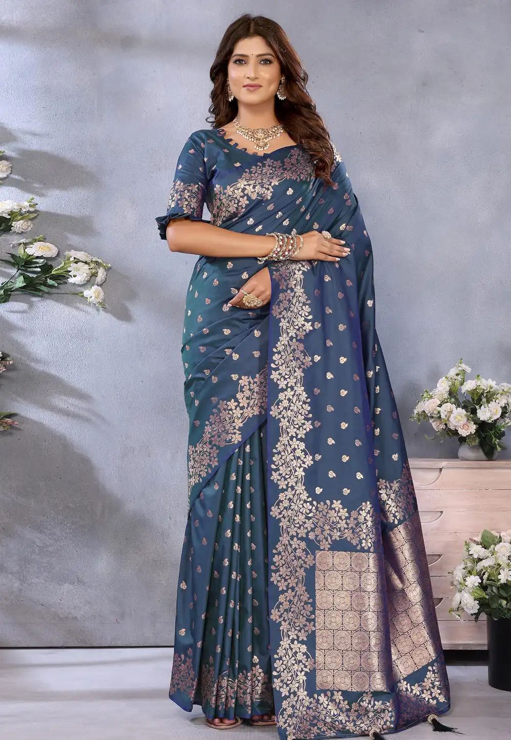 Blue Banarasi Silk Saree 311445
