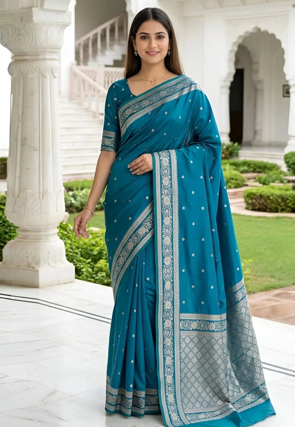 Blue Banarasi Silk Saree 333285