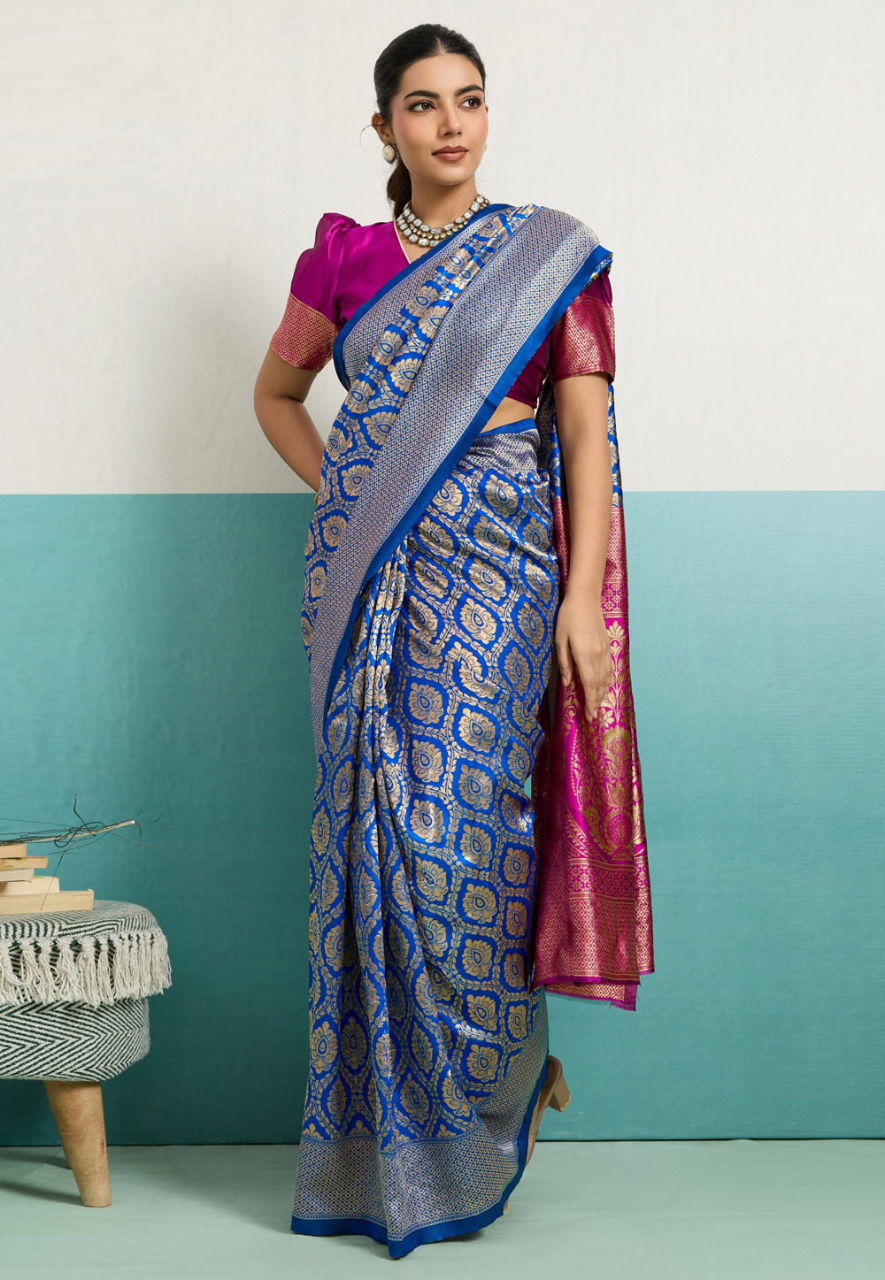 Blue Banarasi Silk Saree With Blouse 325249