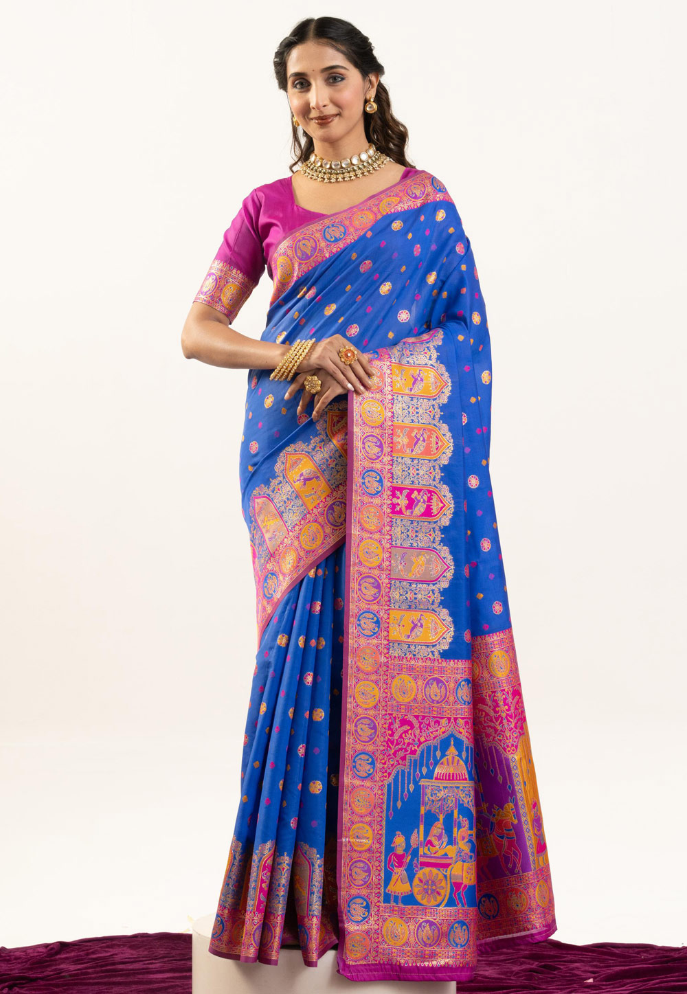 Blue Banarasi Silk Saree With Blouse 319997