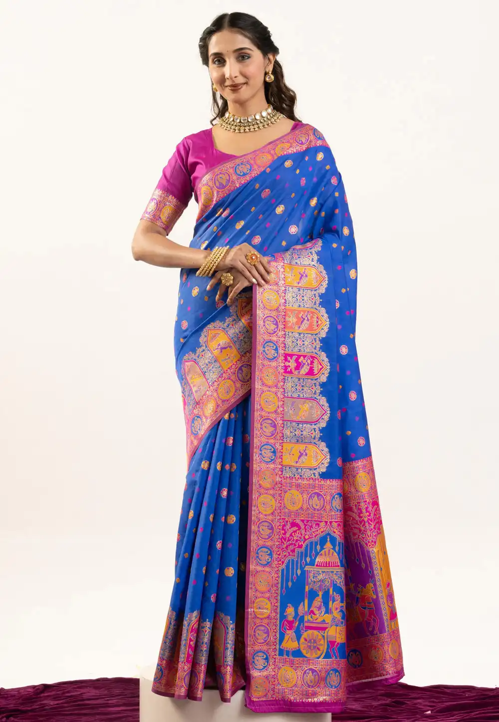 Blue Banarasi Silk Saree With Blouse 319997