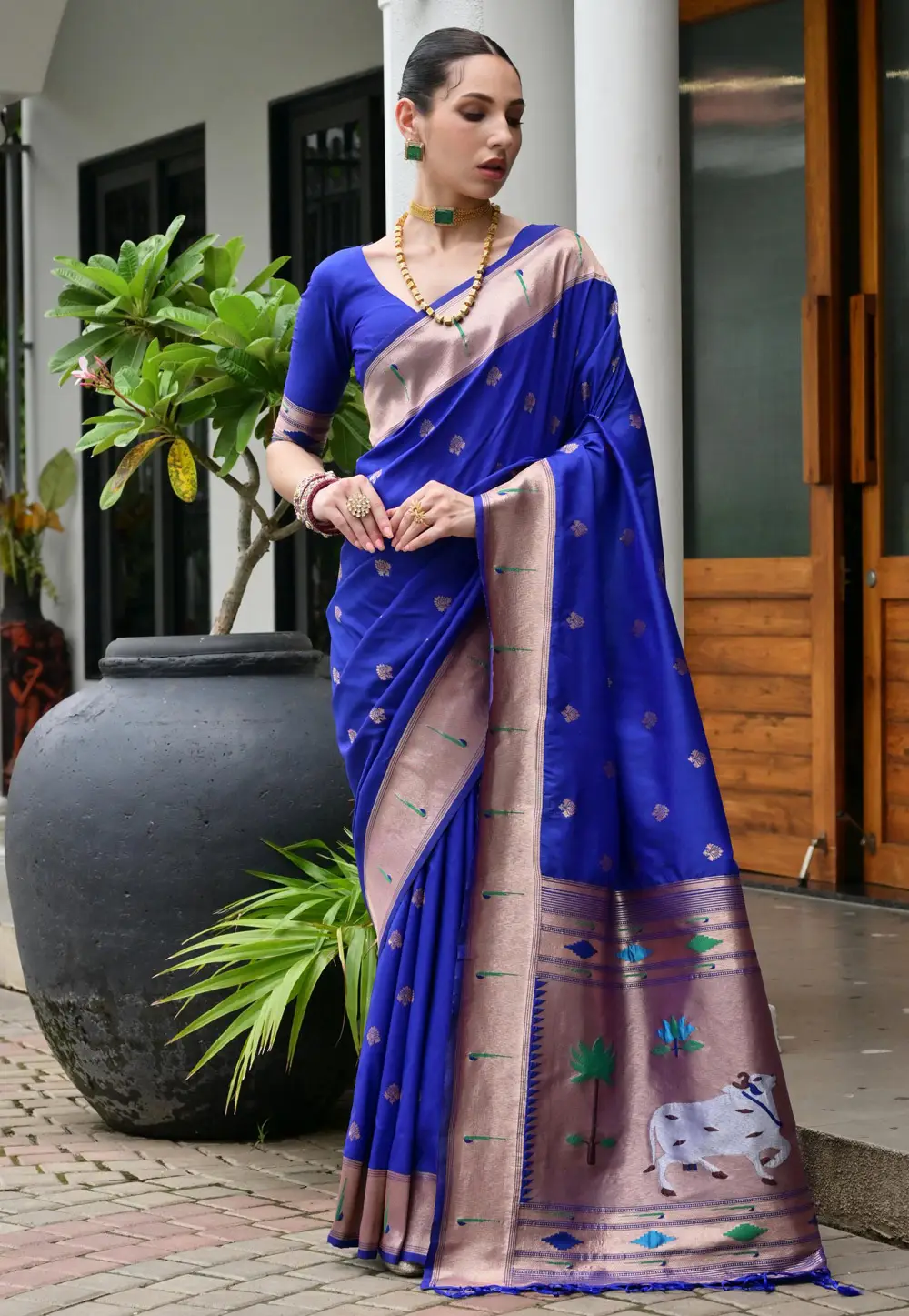 Blue Banarasi Silk Saree With Blouse 333649