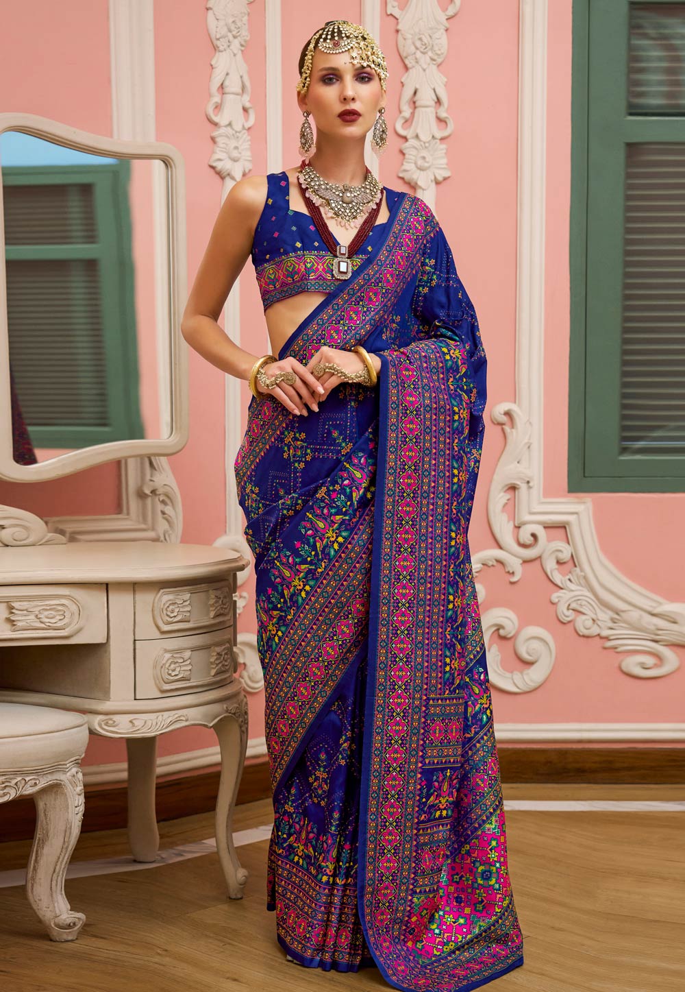 Blue Banarasi Silk Saree With Blouse 320135