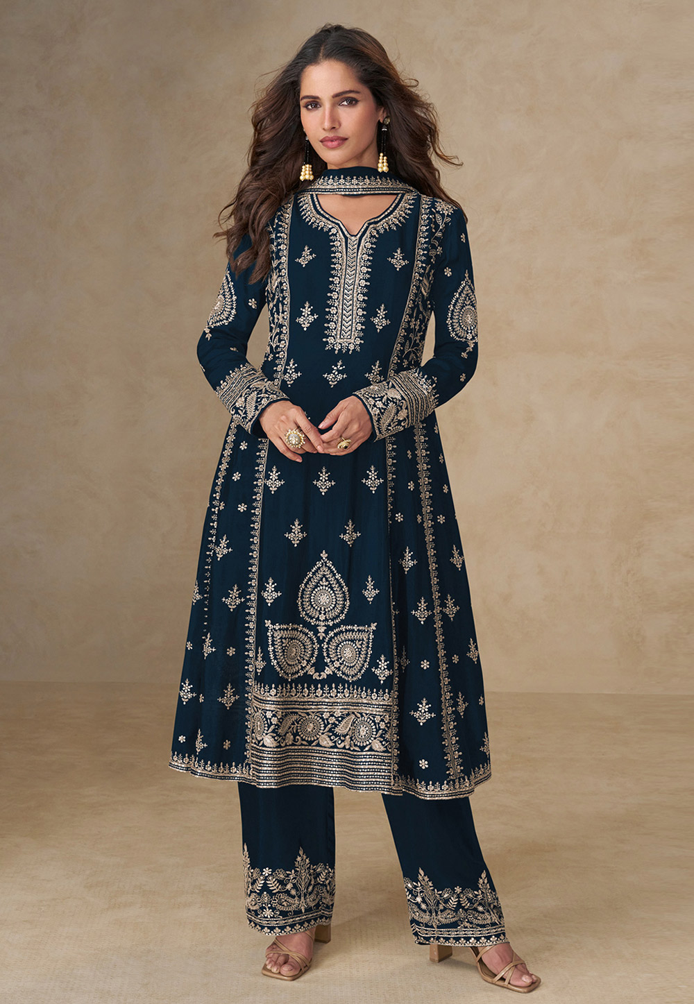 Blue Chinon Pant Style Suit 320252