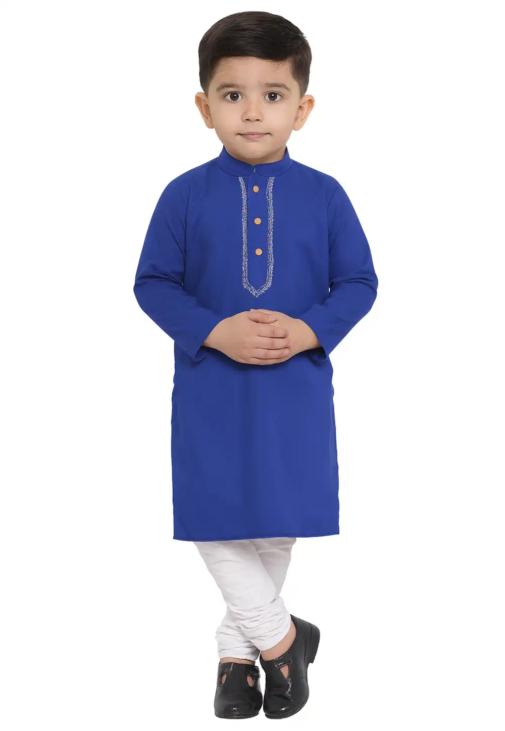 Blue Cotton Kids Kurta Pajama 320816