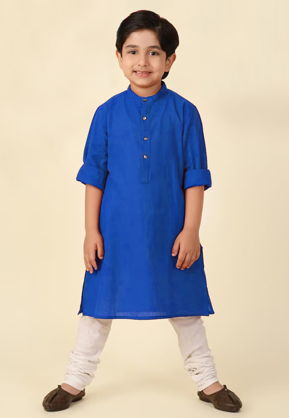 Blue Cotton Kids Kurta Pajama 320273