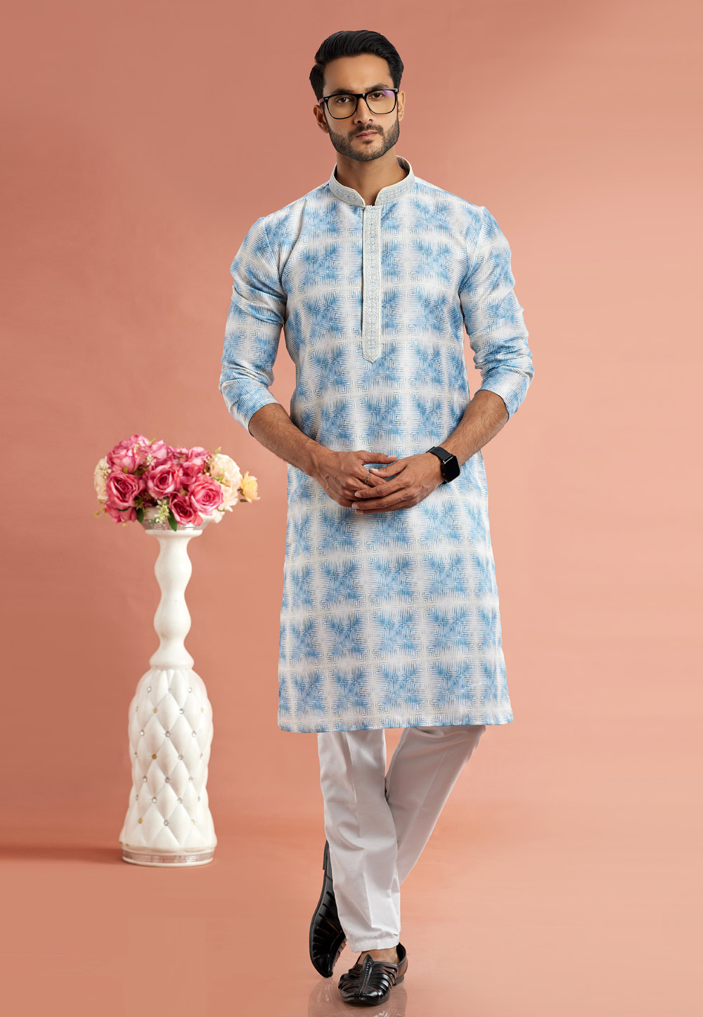 Blue Cotton Kurta Pajama 283328