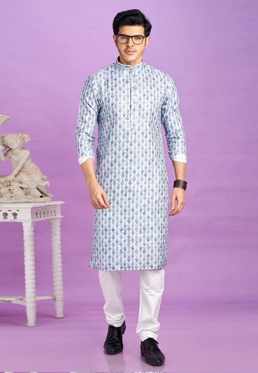 Blue Cotton Kurta Pajama 283343
