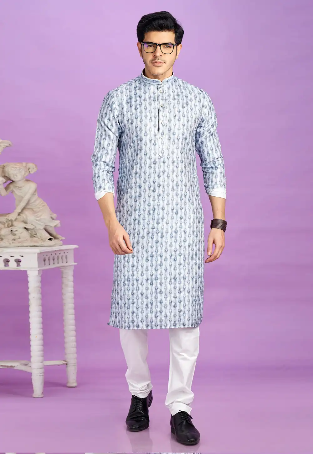 Blue Cotton Kurta Pajama 283343