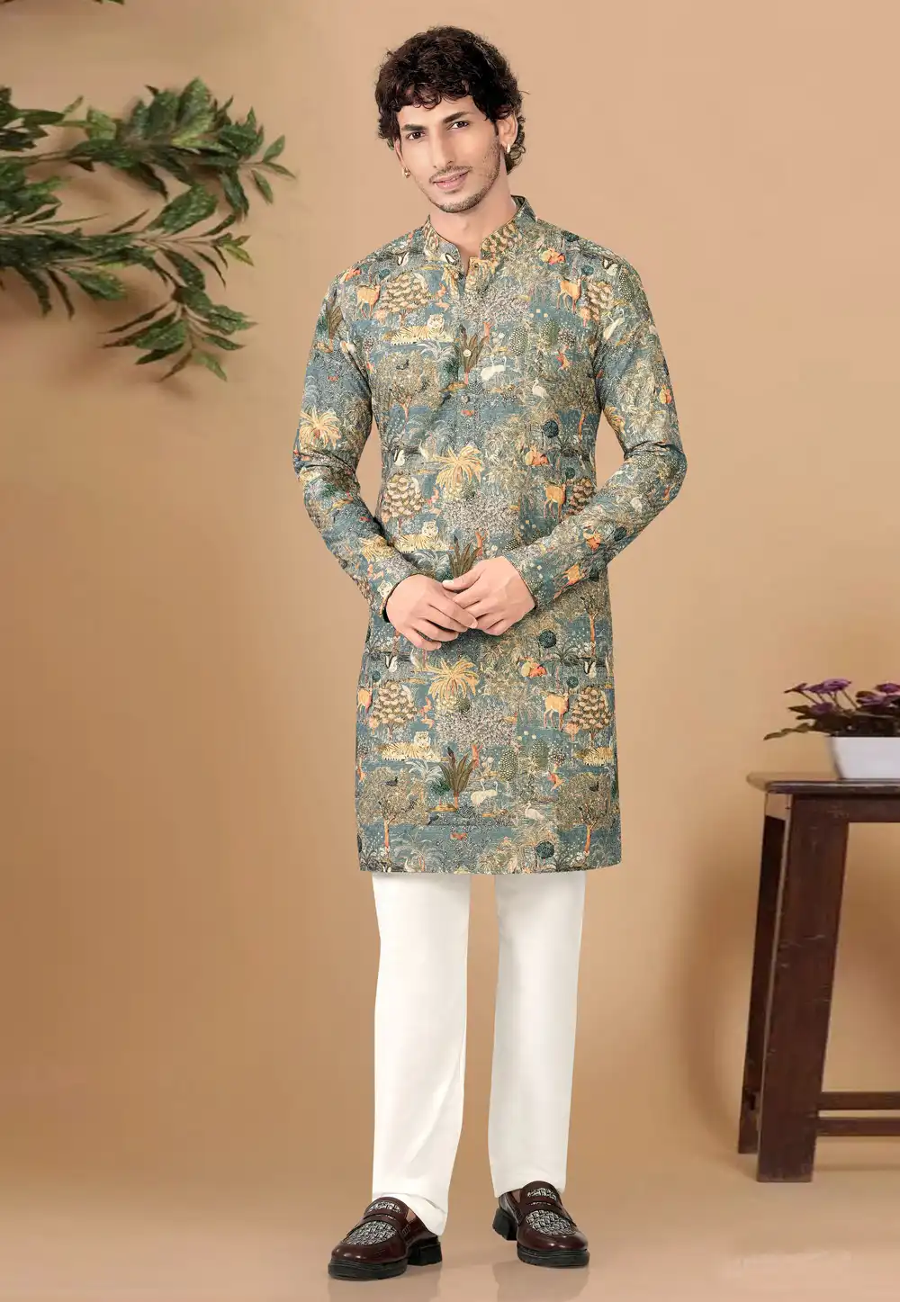 Blue Cotton Kurta Pajama 325824