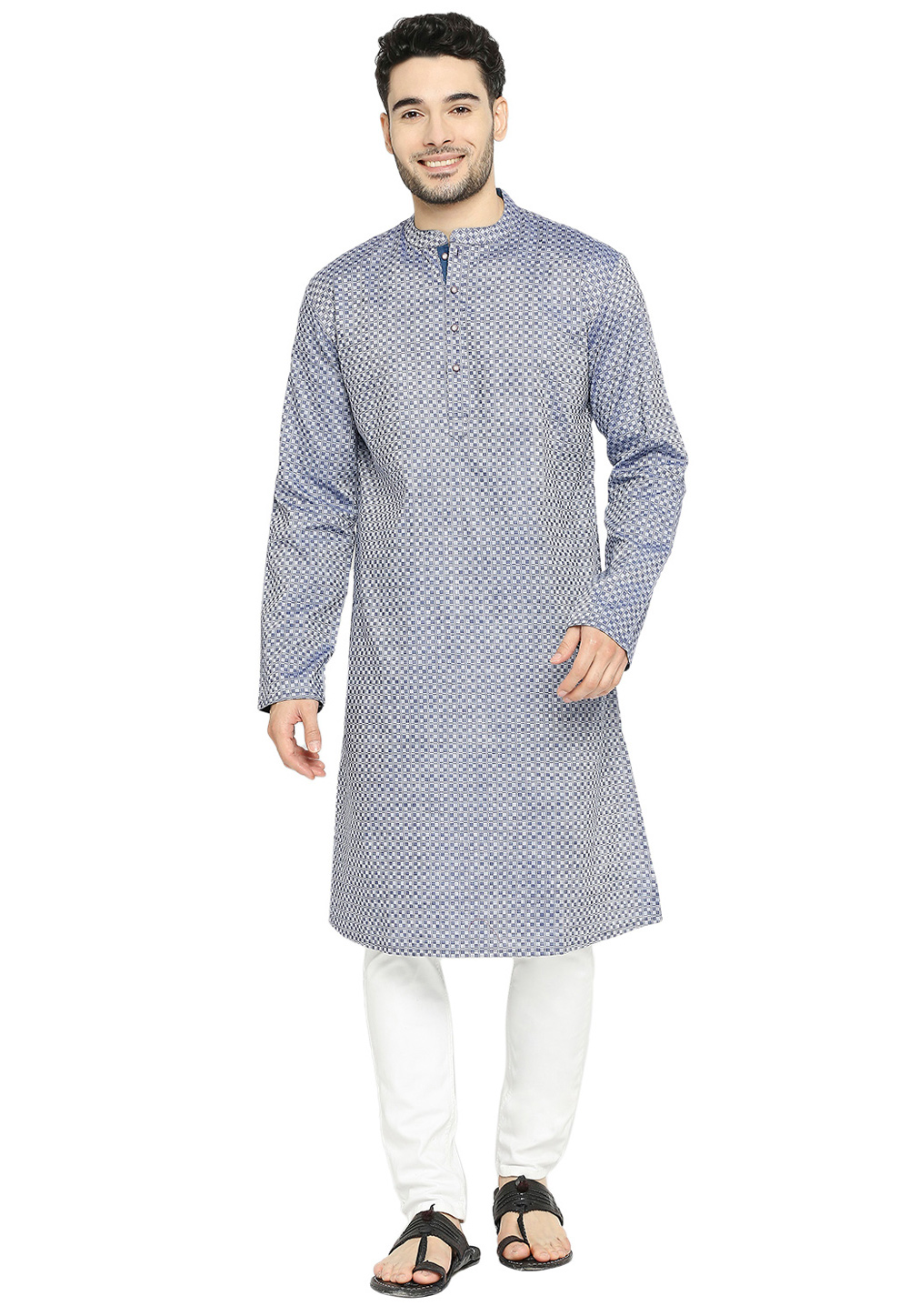Blue Cotton Kurta Pajama 284152