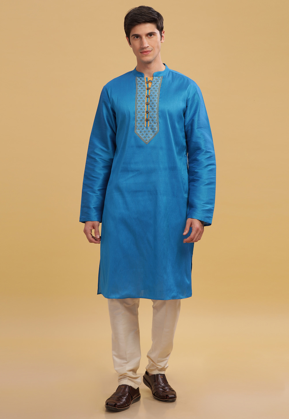 Blue Cotton Kurta Pajama 284168