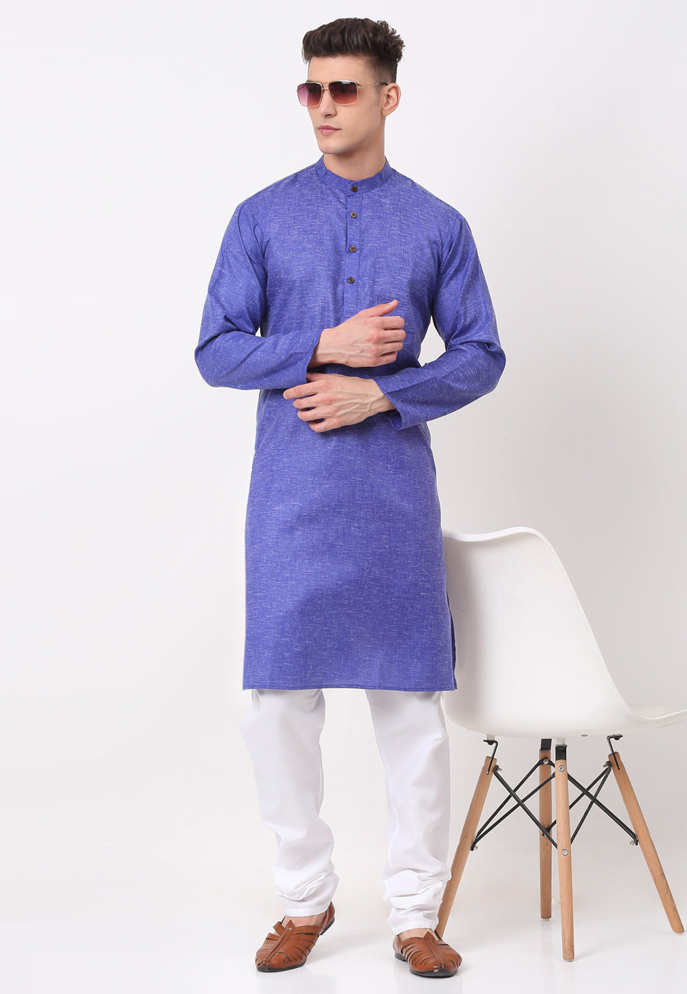 Blue Cotton Kurta Pajama 281641