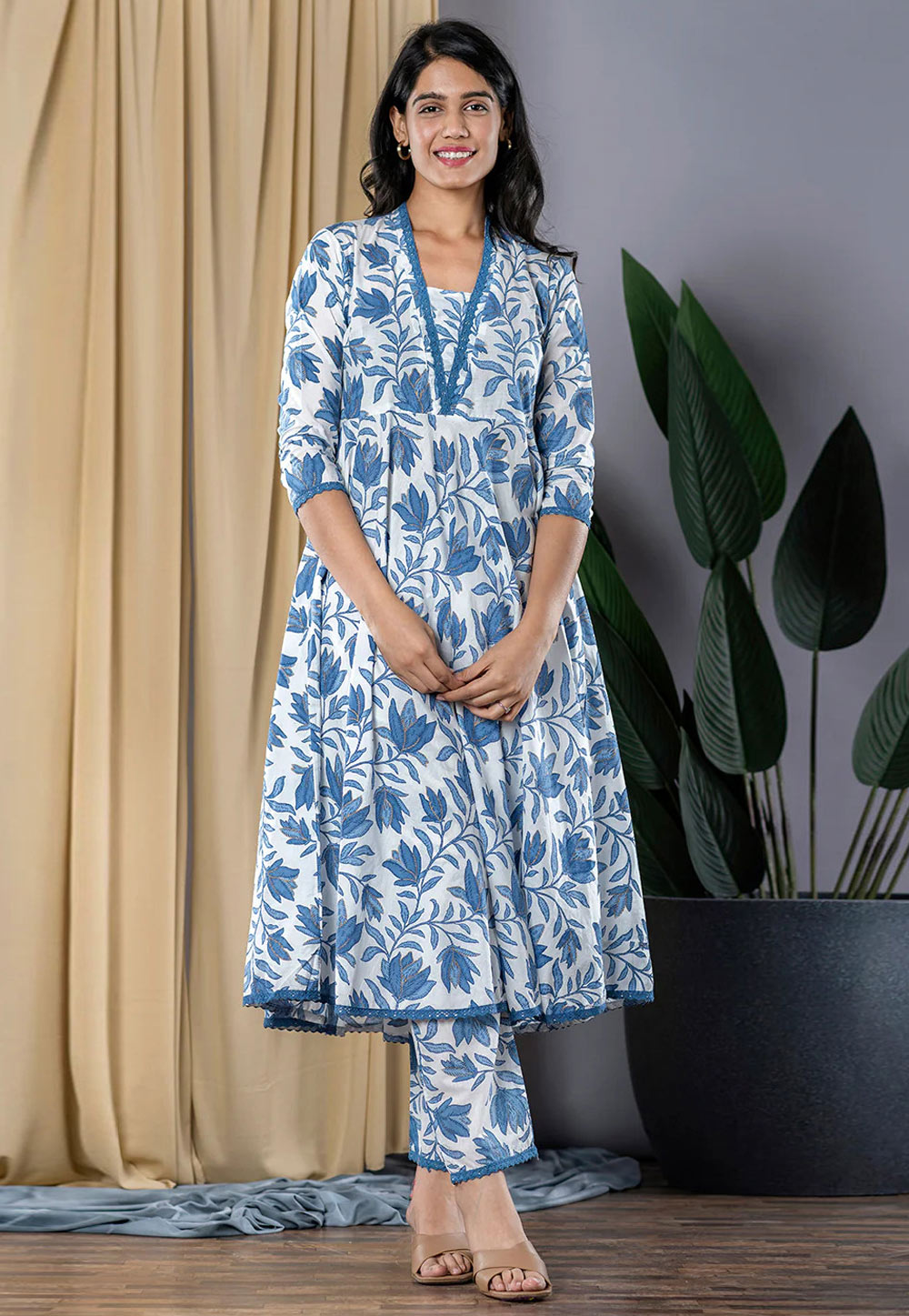 Blue Cotton Kurta Set With Pant 311949