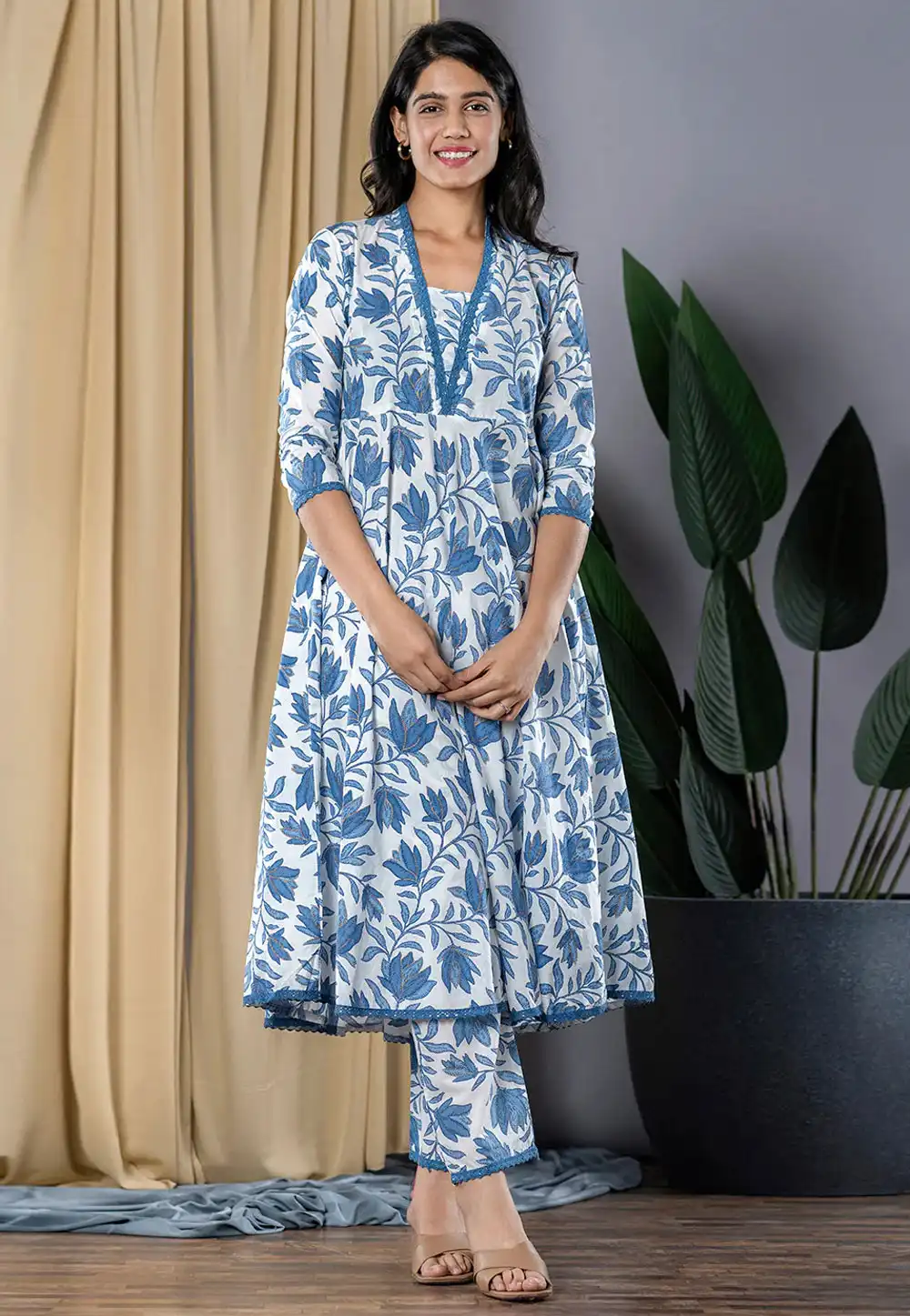 Blue Cotton Kurta Set With Pant 311949