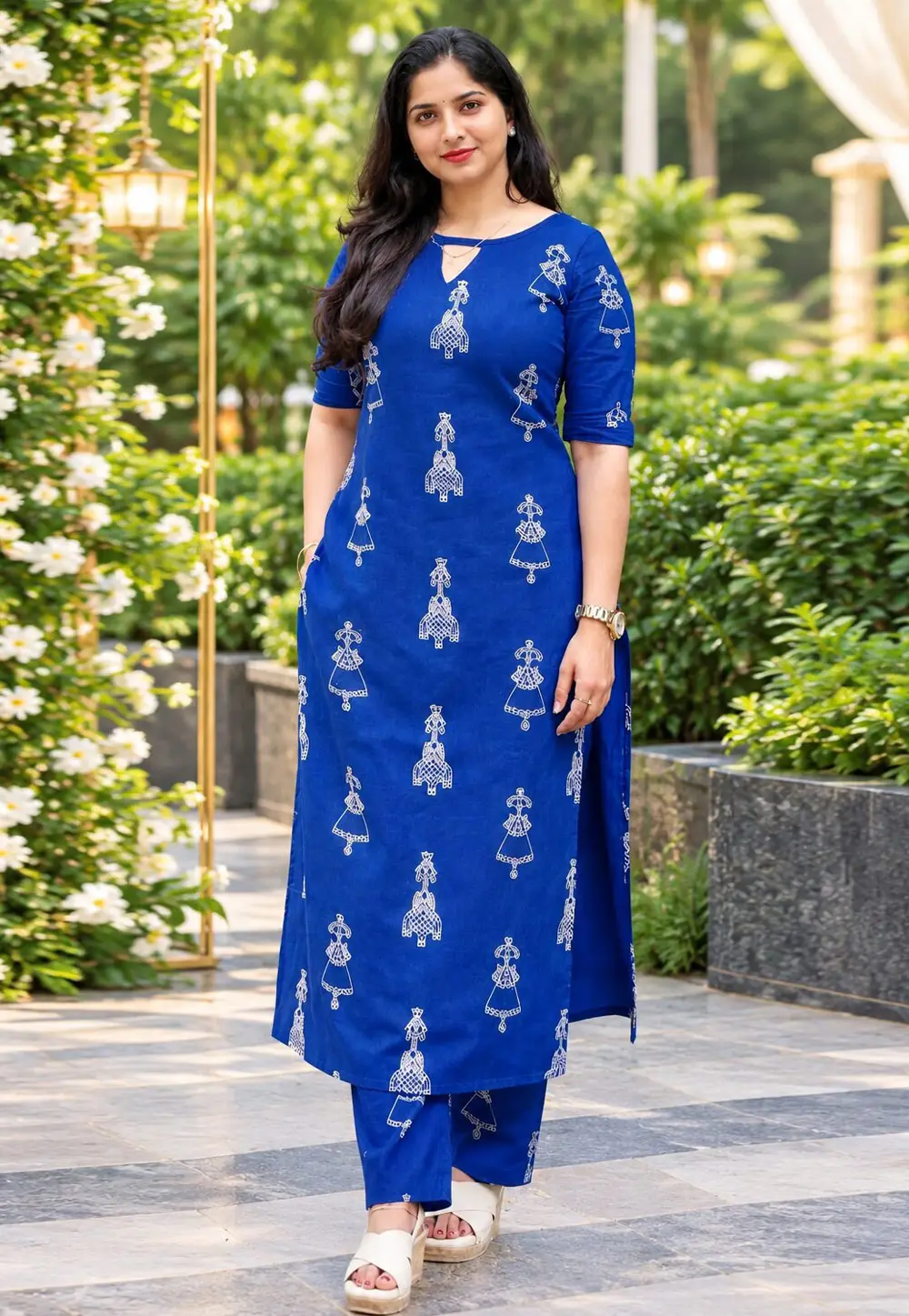Blue Cotton Kurta Set With Pant 336236