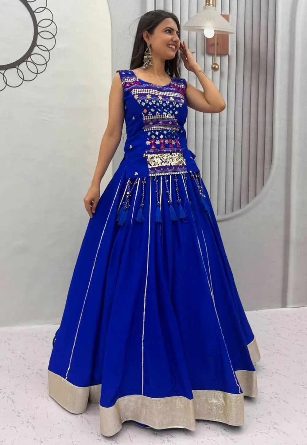 Blue Cotton Navratri Chaniya Choli 333942