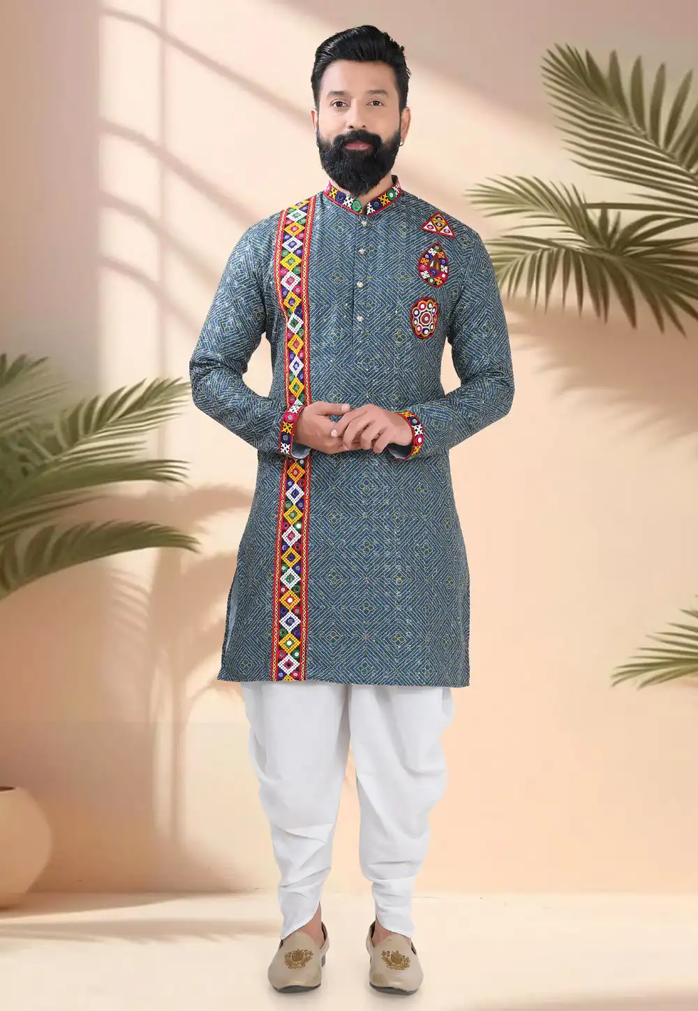 Blue Cotton Navratri Dhoti Kurta 315593