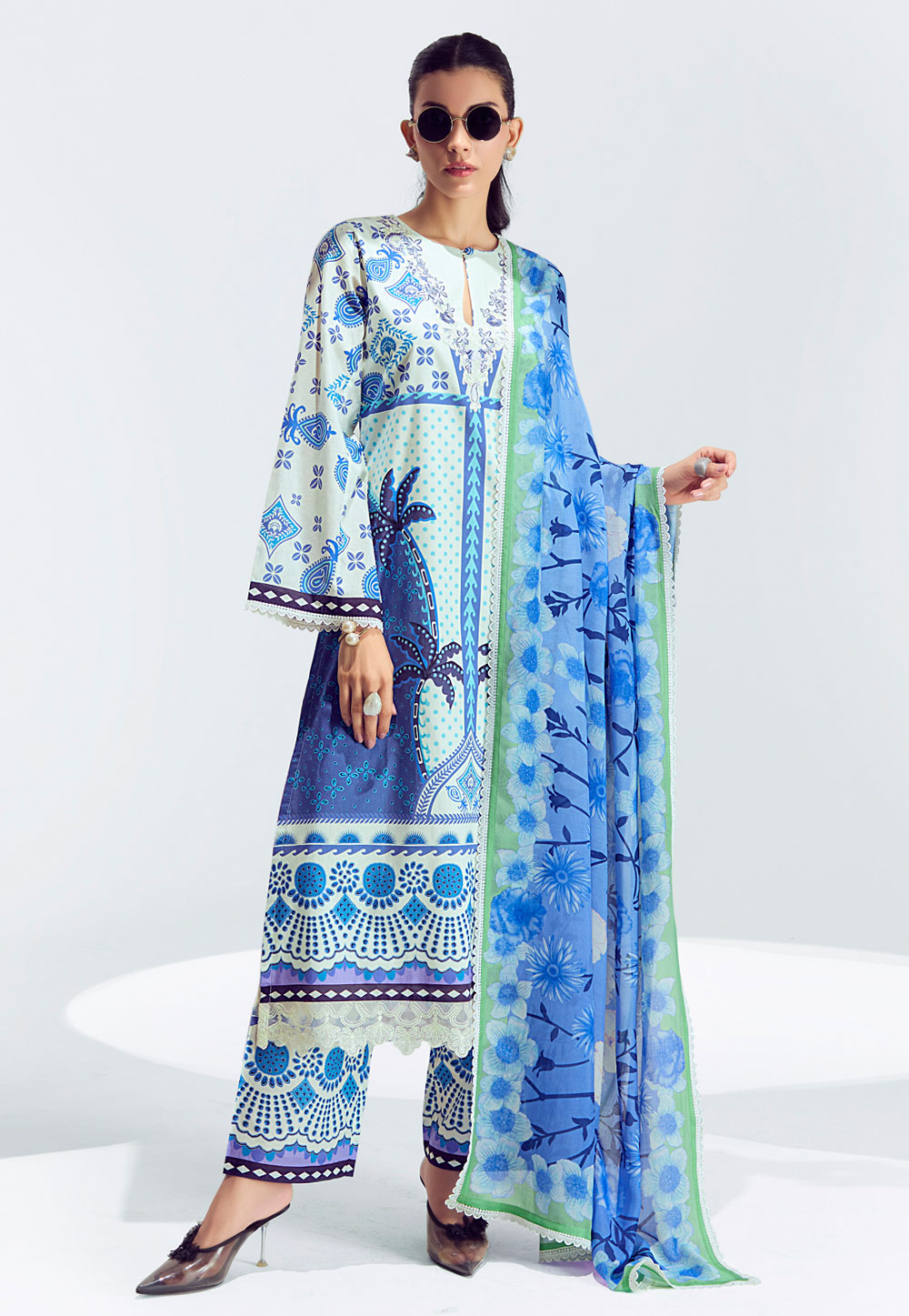 Blue Cotton Pant Style Suit 311505