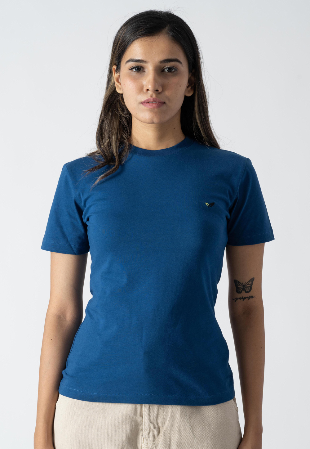 Blue Cotton Round Neck T-Shirt 313302