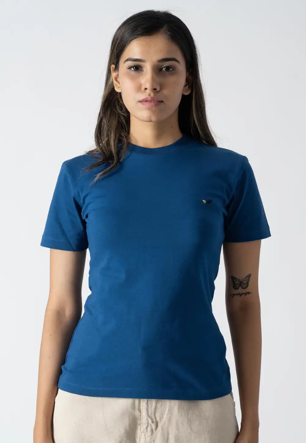 Blue Cotton Round Neck T-Shirt 313302