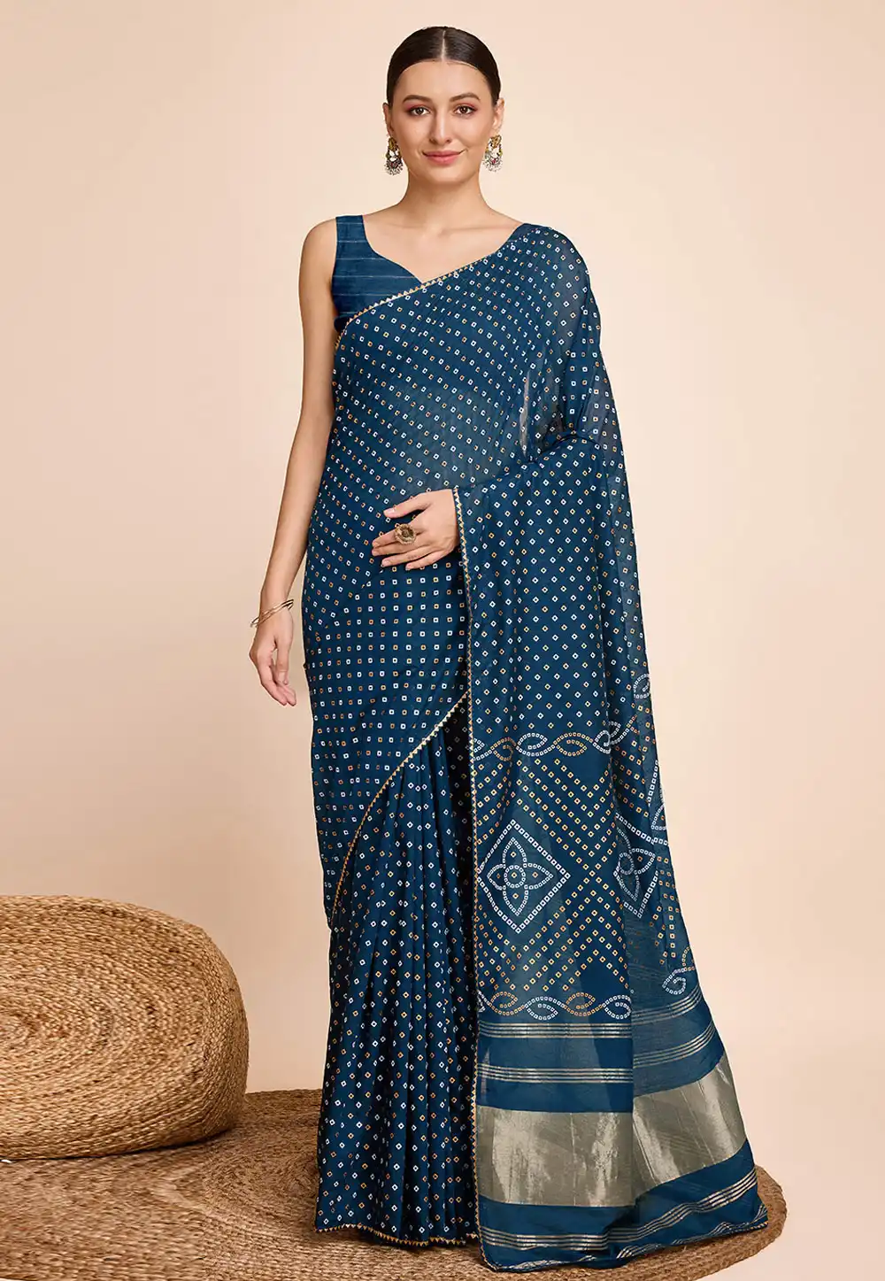 Blue Cotton Saree With Blouse 289400