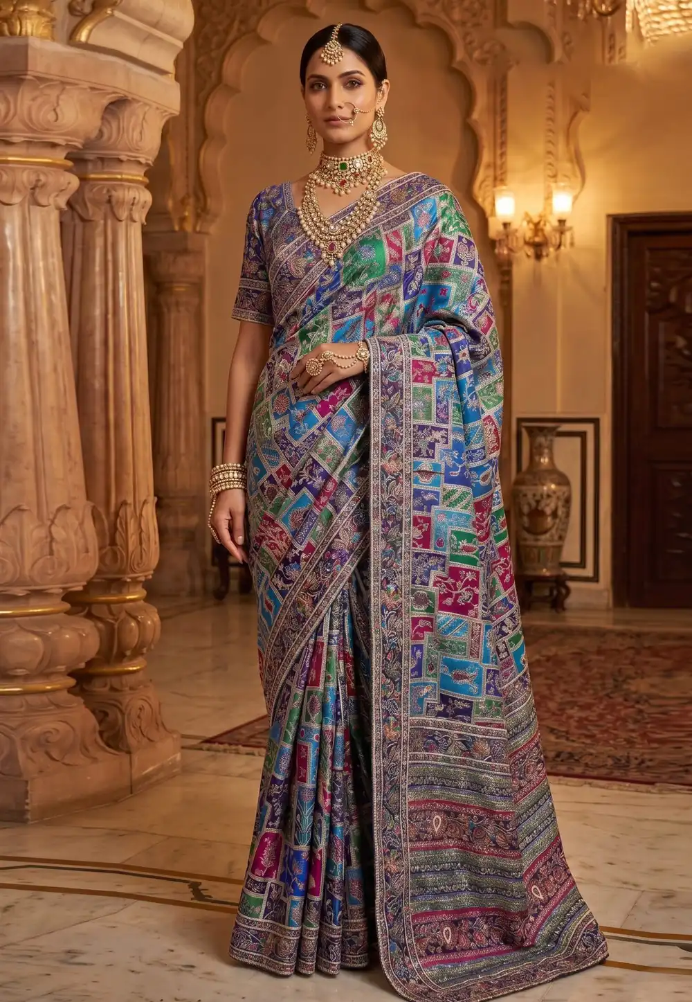 Blue Crepe Silk Saree With Blouse 329264