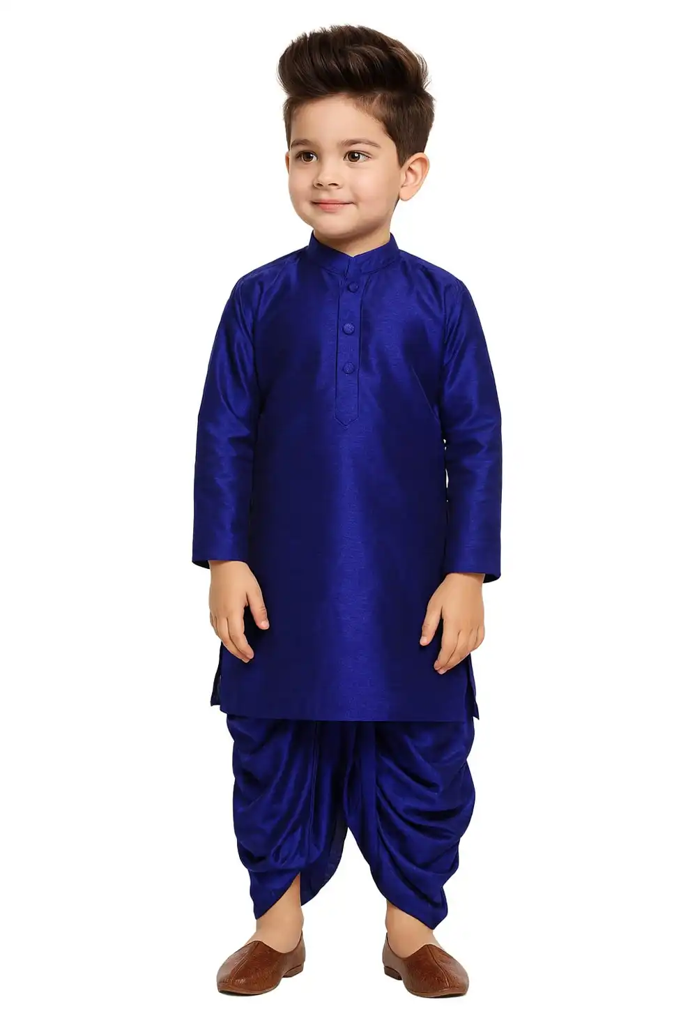 Blue Dupion Silk Kids Dhoti Kurta 321231
