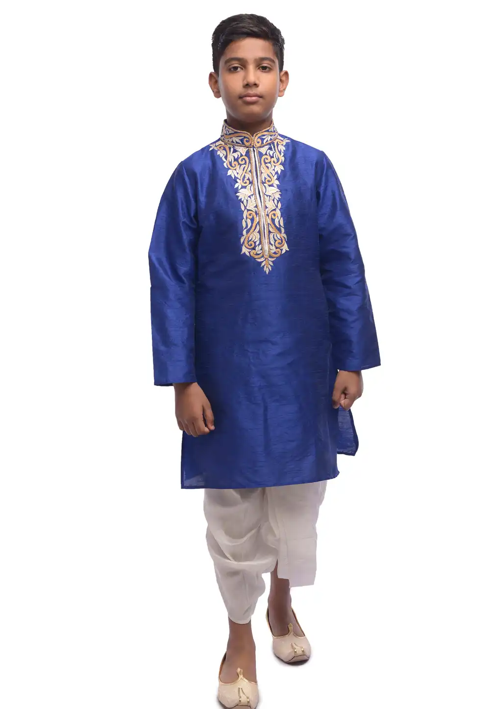 Blue Dupion Silk Kids Dhoti Kurta 312075