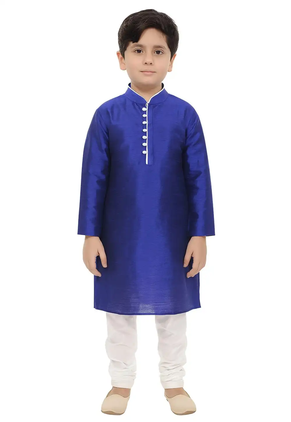 Blue Dupion Silk Kids Kurta Pajama 321243