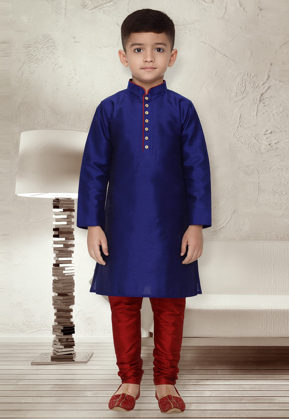 Blue Dupion Silk Kids Kurta Pajama 320784