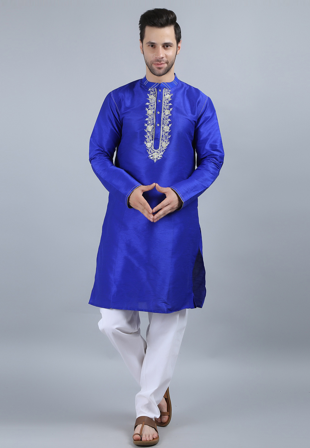 Blue Dupion Silk Kurta Pajama 284157