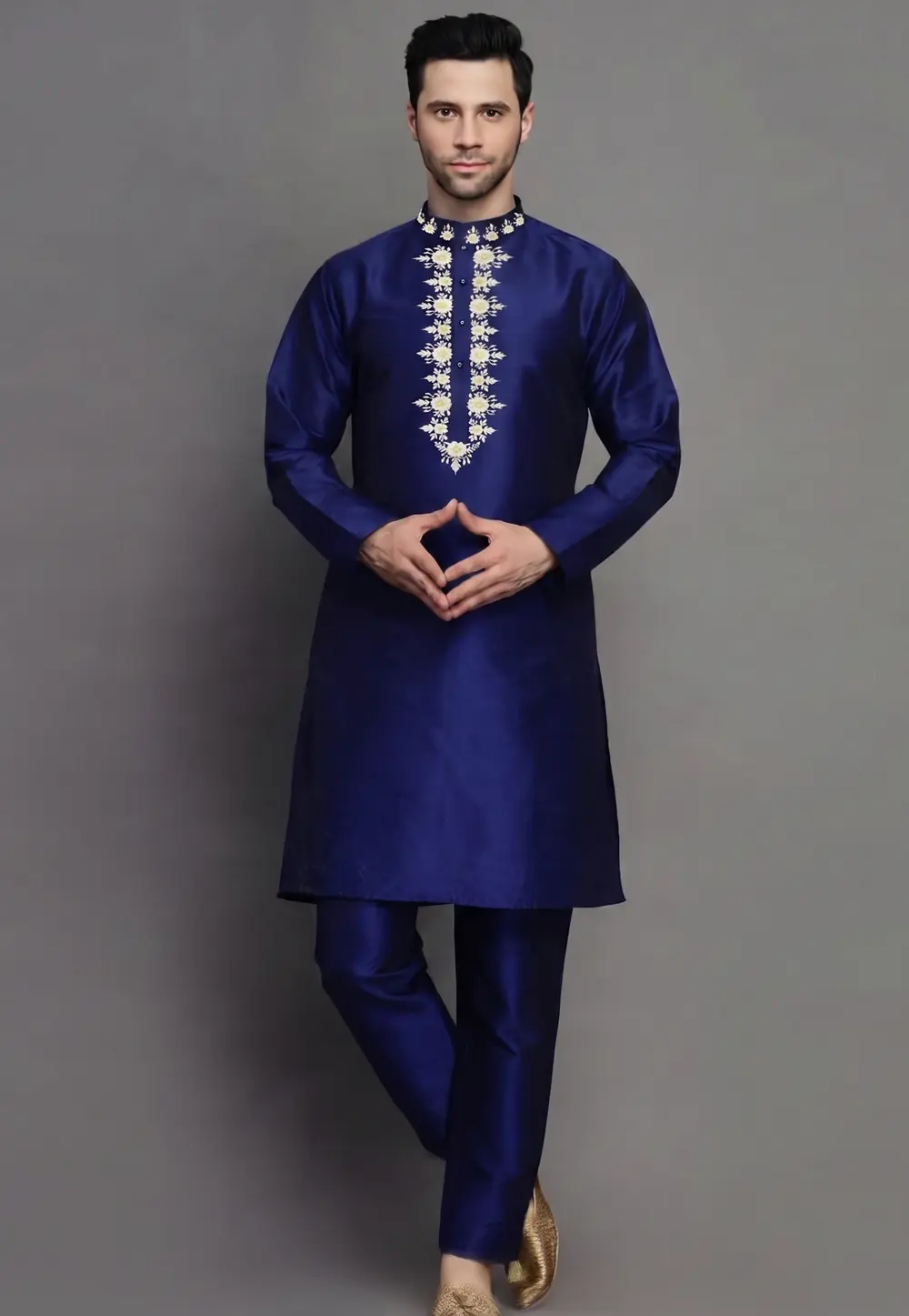 Blue Dupion Silk Kurta Pajama 331928